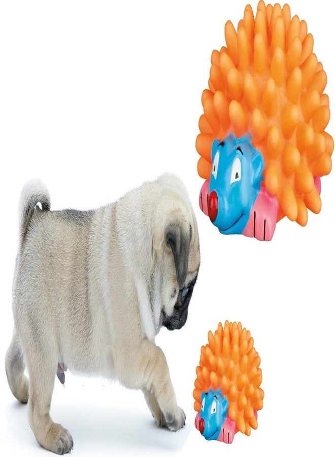 Western Era Playful Procupine Squeaky Toy for Playtime of Cute Friend of Natural Rubber for Dog, Puppy, Kitten, Cat (Orange) - Image 1